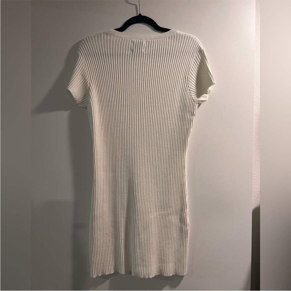 Anine Bing White Skylar Mini Ribbed Short Sleeve Sweater Dress Medium - Picture 5 of 7
